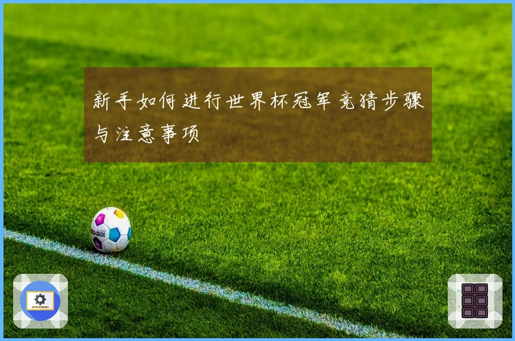 新手如何进行世界杯冠军竞猜步骤与注意事项